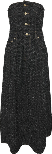 GANNI Fluffy Denim Long Corsage Dress Black 38 GANNI Fluffy Denim Long Corsage Dress Black 38