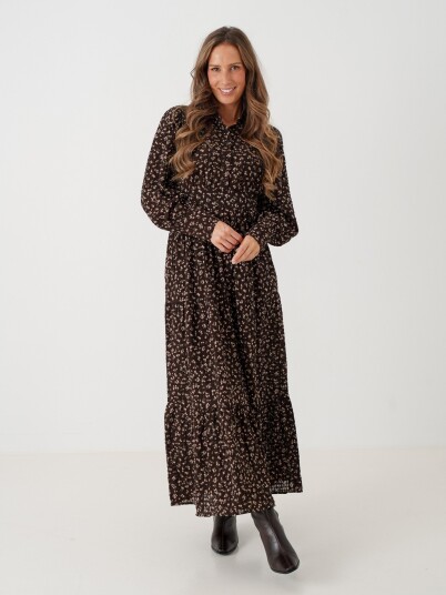 Vero Moda Aware Noelle Long Sleeve High Neck Ankle Dress Brun M