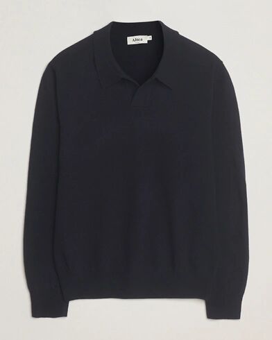 Altea Knitted Long Sleeve Polo Navy Altea Knitted Long Sleeve Polo Navy