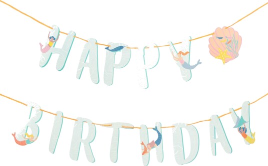Talking Tables Girlander Happy Birthday Mermaid Waves WAVES-GARLAND