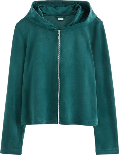 Lindex Hoodie In Velour DARK DUSTY TURQUOISE 134/140 Lindex Hoodie In Velour DARK DUSTY TURQUOISE 134/140