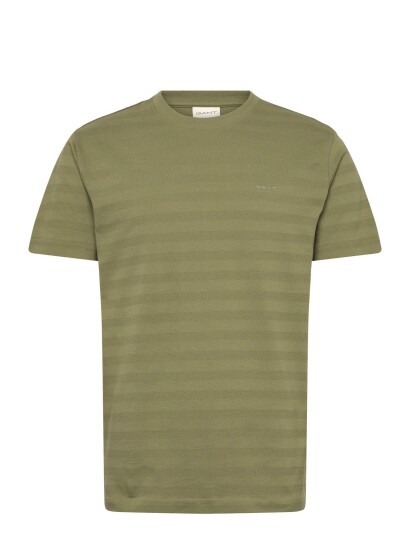 GANT Texture Stripe Ss Tshirt Khaki green XXXL