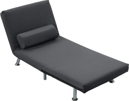 Sammenleggbar lenestol med sengefunksjon sammenleggbar hvilestol i fløyelslook justerbar ryggstøtte 75 x 70 x 75 cm mørkegrå