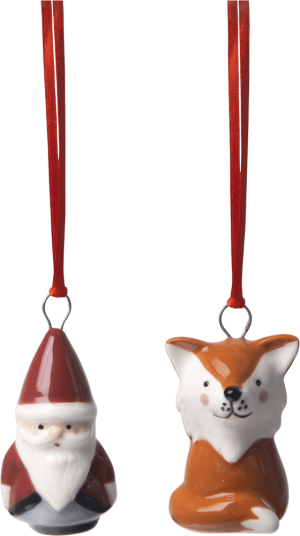 Pluto Design Fox & nisse dekorasjonsanheng 2 deler Rød hvit brun