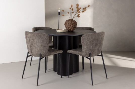 Venture Home Olivia Matgruppe 110 cm Rund med 4 Modesto Stoler Beige