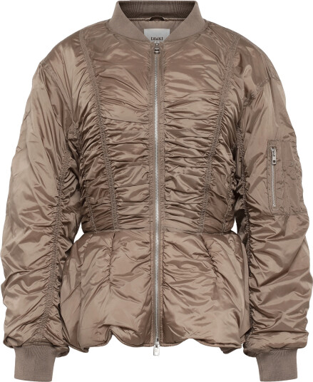 Monki Slim Ruched Peplum Bomber Jacket Brown XS