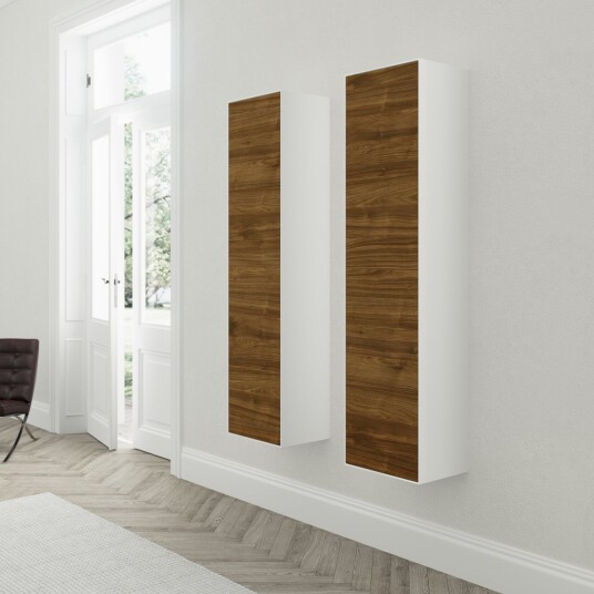 Copenhagen Chic CC3540 Høyskap i matt hvit Corian® og amerikansk valnøtt