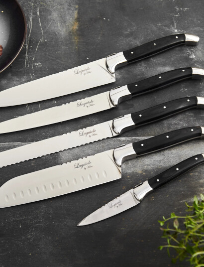 Laguiole By Hâws Chef Set 5 Pcs Black Wood Silver ONE SIZE Laguiole By Hâws Chef Set 5 Pcs Black Wood Silver ONE SIZE