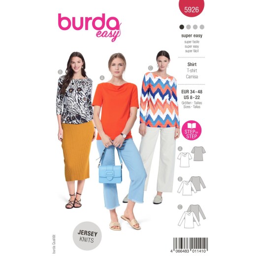 Burda 5926 - Genser & T-skjorte EUR: 34-48, US: 8-22