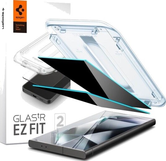 Spigen Glass tR EZ Fit Privacy Skjermbeskytter 2-pakning for Samsung Galaxy S24 Ultra
