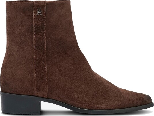 Tommy Hilfiger Boots TH Suede Pointy Zip Bootie Brun