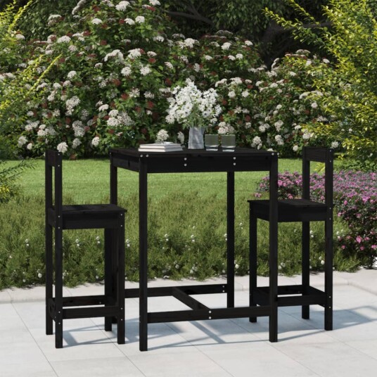 Hagebarsett 3 deler svart heltre furu 3154739