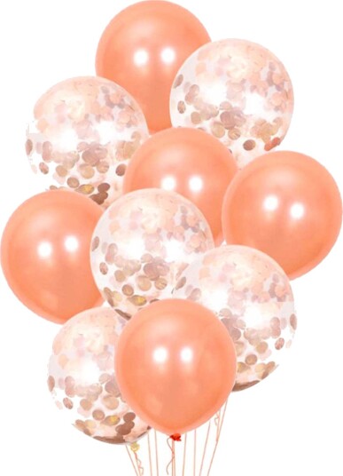 10-pack ballonger konfettiballons bursdag rosegull