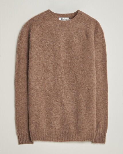 Harley Of Scotland Brushed Supersoft Lambswool Crewneck Tundra