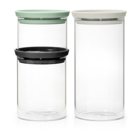 Brabantia glassboks 3-pakn. Svart-grå-grønn