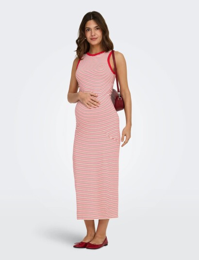Only Maternity Olmmalou S/L O Neck Calf Dress Jrs   Red   XL