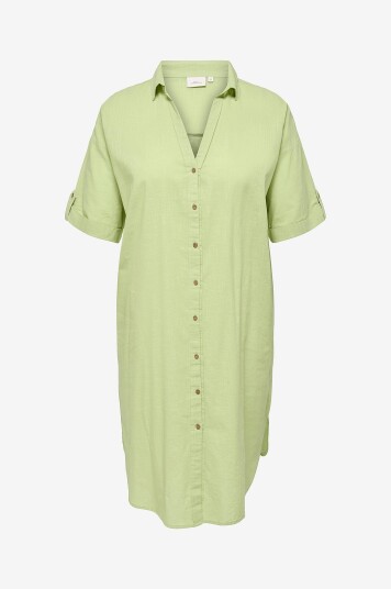 Only Carmakoma Skjortekjole carCoco SS Blk Shirt Dress Wvn Grønn