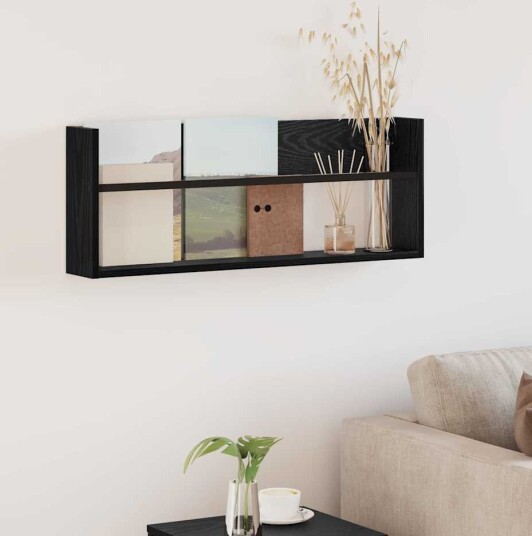 vidaXL Magasinreol med hylle Svart Eik 80 x 12 x 30 cm Konstruert tre vidaXL Magasinreol med hylle Svart Eik 80 x 12 x 30 cm Konstruert tre