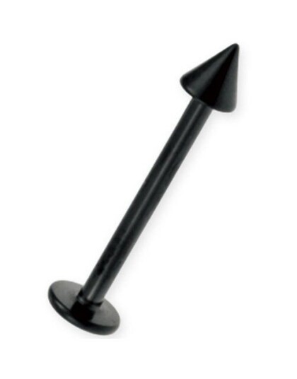 Aab Svart PVD Basic Labret med Spike Kule Strl 1.2 x 12 mm med 3 mm kule