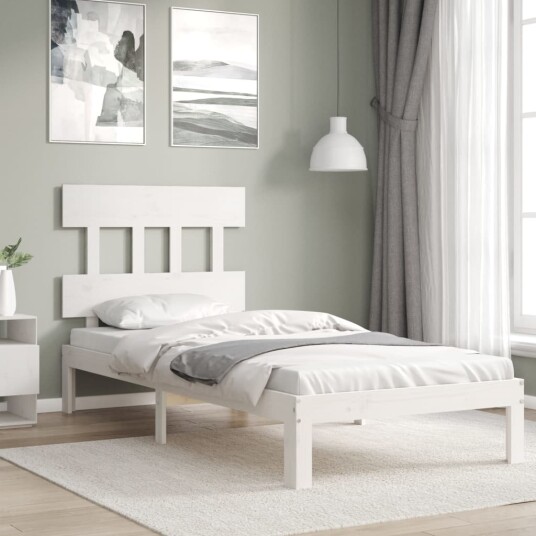 vidaXL Sengeramme med hodegavl hvit 3FT single heltre 8720845987329