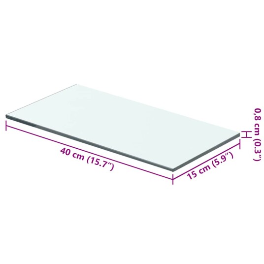 vidaXL Hyllepaneler 2 stk klart glass 40x15 cm vidaXL Hyllepaneler 2 stk klart glass 40x15 cm