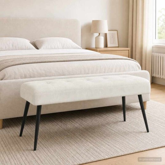 vidaXL Benk med knappheft Krem 110 x 40 x 46 cm Fløyel