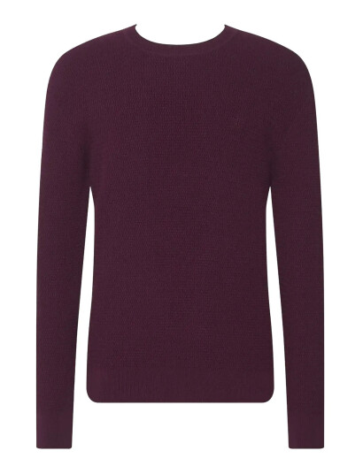 Calvin Klein Ls Texture Cttn Crewnk Sweater 1 - Red - XL