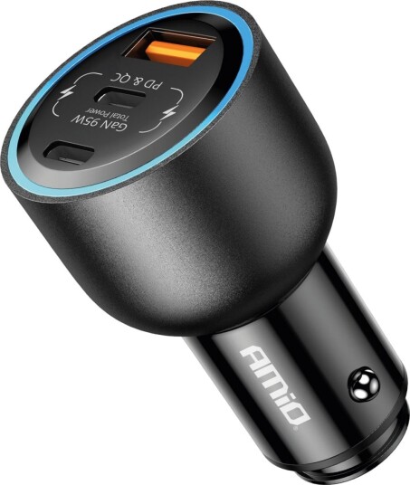 Amio Billader med 2x USB-C og USB-A 95W for 12V/24V