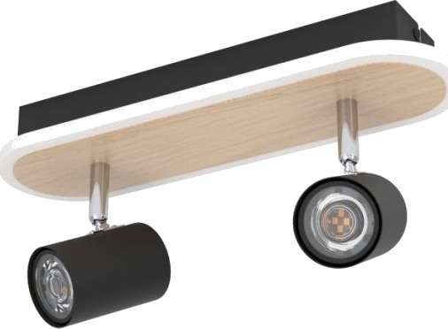 Eglo Rimbocchi Spotskinne L340 12 W 1500 Lm Tre/Svart Eglo Rimbocchi Spotskinne L340 12 W 1500 Lm Tre/Svart