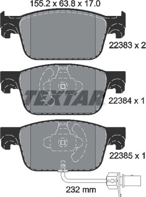 Bremseklosser sett TEXTAR 2238301 Bremseklosser sett TEXTAR 2238301