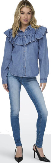 ONLY Onlindigo Ls Frill Dnm Shirt Qyt Noos Blue L ONLY Onlindigo Ls Frill Dnm Shirt Qyt Noos Blue L