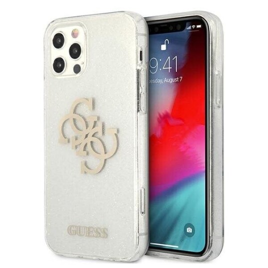 Guess Guhcp12lpcugl4gtr Iphone 12 Pro Max 6,7" Transparent Hard Case Glitter 4G Big Logo