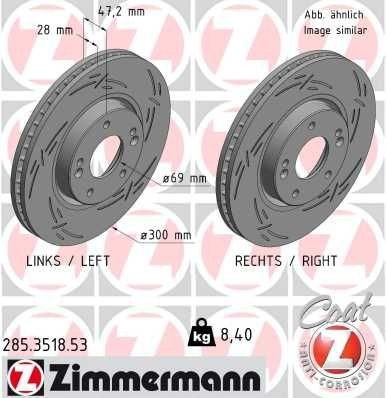 Bremseskive ZIMMERMANN 285.3518.53 Bremseskive ZIMMERMANN 285.3518.53