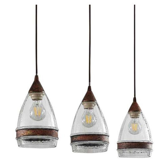 Lindby Glasspendellampe Millina, rustbrun, 3 lyskilder
