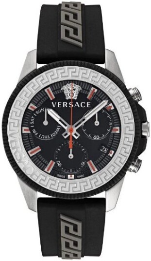 Versace Herreklokke VE3J00222 Greca Action Sort/Gummi Ø45 mm