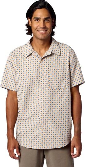 Marmot Men"s Airexchange Upf 40 ShortSleeve Shirt Birch Bark Multi Sprout S