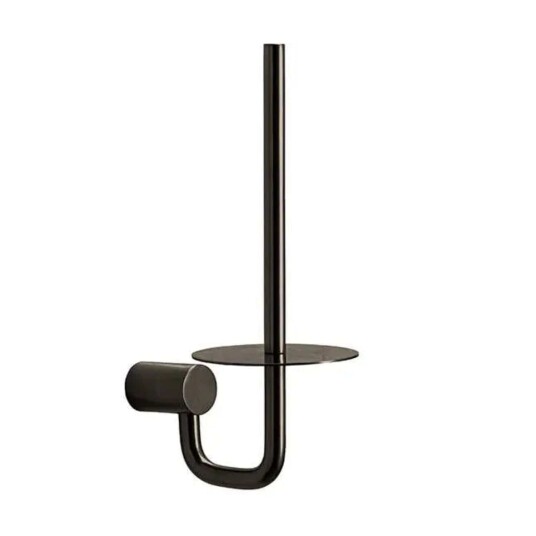 Reservepapirholder sort krom - Reservepapirholder m/plade sort krom