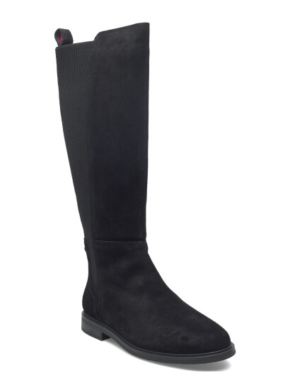 Tommy Hilfiger Flag Suede Long Boot - Black - 41