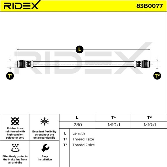 RIDEX 83B0077 Bremseslange