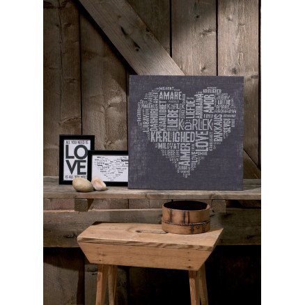 Permin Broderisett Lin Love Grå 39x39cm