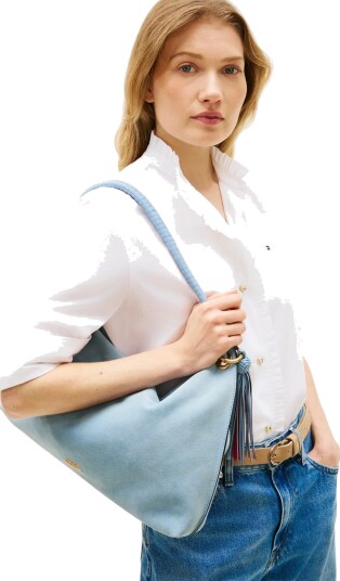Tommy Hilfiger Th Statement Leather Bag Suede Blue ONE SIZE