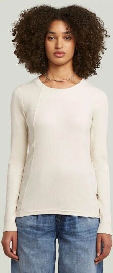 G Star A Line Slim Rib R T L\S Wmn   CreaM