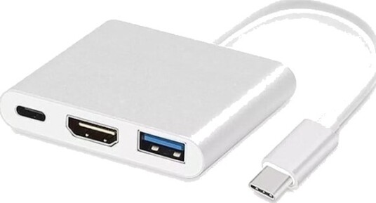 Usb-Adapter Ilike Hd1 3-I-1 Usb-C Til Hdmi 4K/ Usb 3.0/ Usb-C Hun Adapter Sølv
