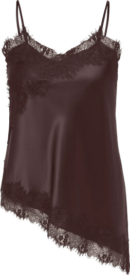 ONLY Carmakoma Carindona Strap Satin Lace Top Wvn Brown 42