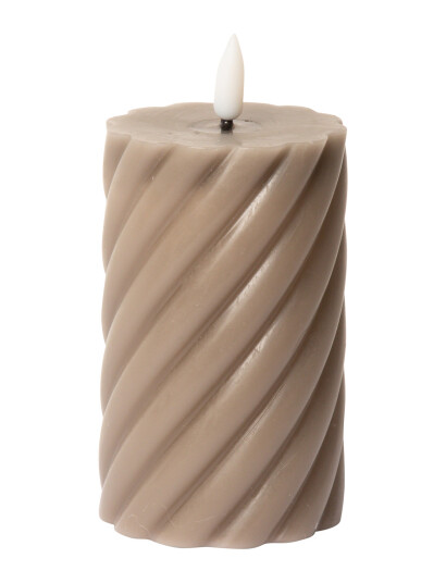 C"est Bon Spiralled Led Pillar Candle - Brown - H11CM