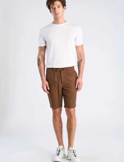 Lindbergh Linen Blend Herringbone Short Brown M