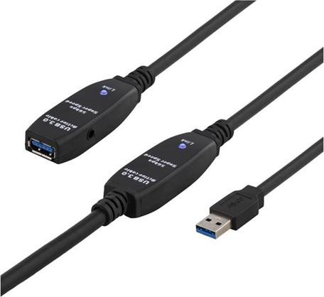 Deltaco USB 3.2 Gen 2 Forlengelseskabel 10 m Svart