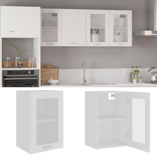 vidaXL Hengende skap glass hvit 40x31x60 cm sponplate vidaXL Hengende skap glass hvit 40x31x60 cm sponplate