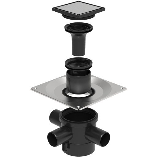 Unidrain Highline Custom 10x10 cm gulvsluk med justerbar høyde