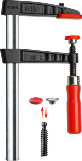 Bessey TG25 Skrutvinge 250 mm med Kuleledd og Beskyttelsesbrikker